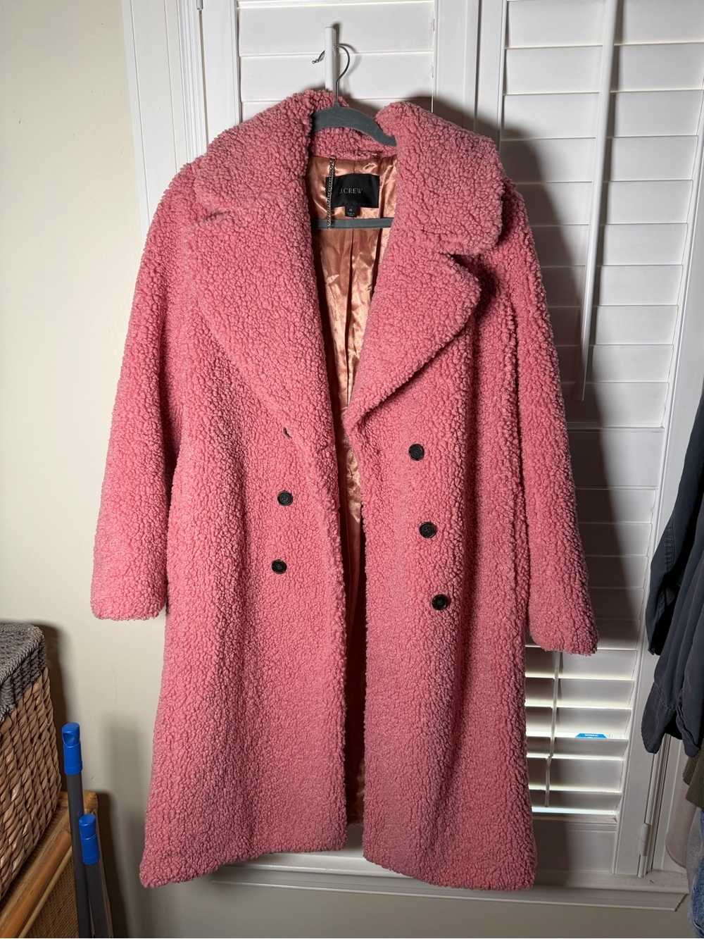 J. Crew Rose Pink Teddy Double-Breasted Coat